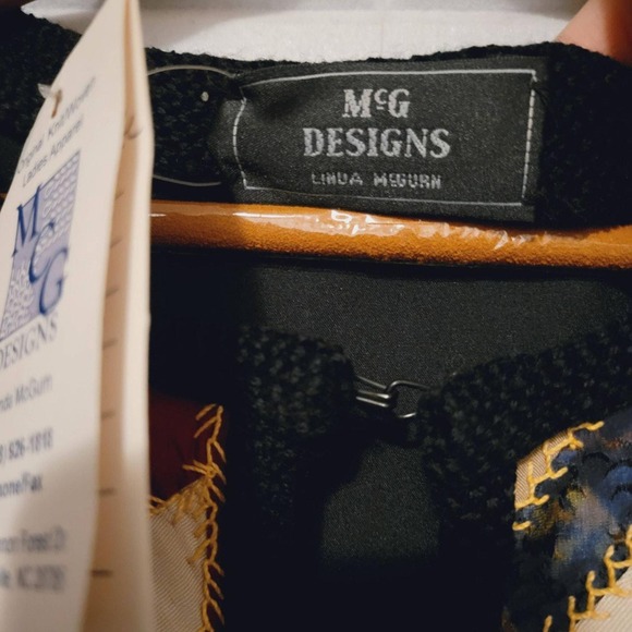 Crazy quilt cardigan sweater handmade art to wear oversized M Tobacco silks - Picture 7 of 10